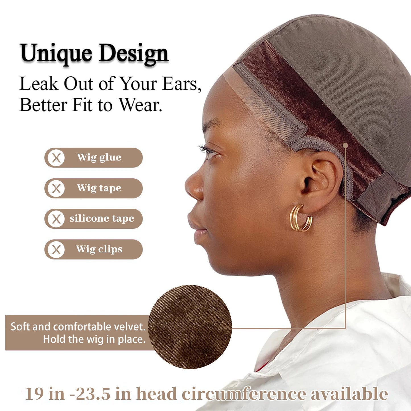 Comfortable Wig Grip Cap with Adjustable Strap - Perfect for Lace Front Wigs  Transparent