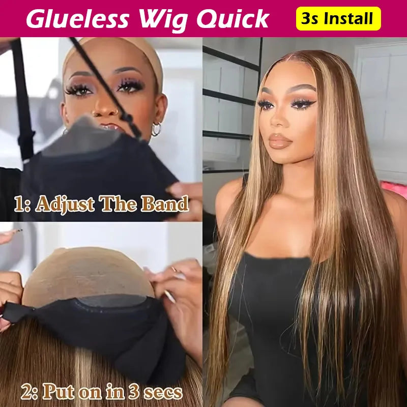 Highlight Human Hair Wig  24/27- Glueless 13x6 Straight Lace Front with HD 6x4 Closure