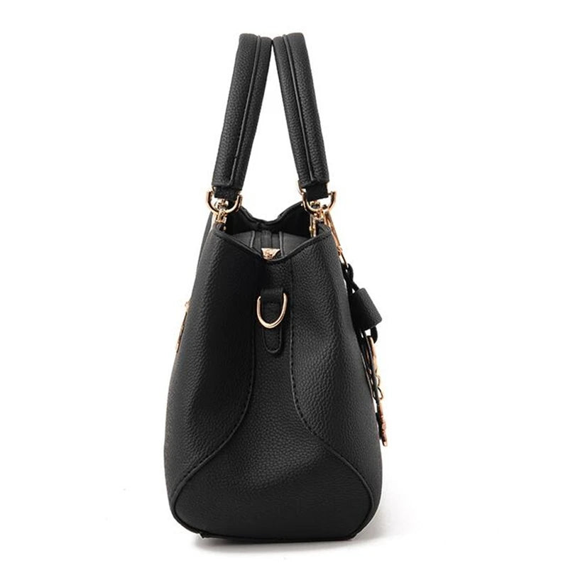 Elegant Women  Bags with flower pendant Office Ladies Totes Pure Handbag for female Crossbody Shoulder Bags