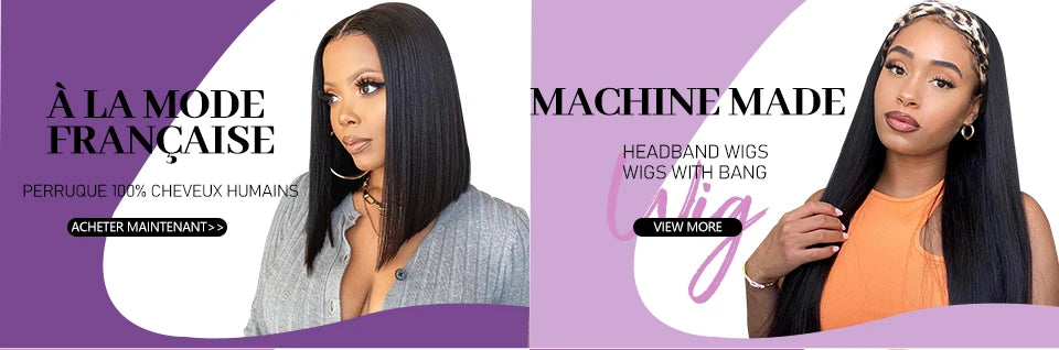 HAIR Machine Made Sew In Short Bob Wig With Bangs Human Hair Wigs  Brazilian Straight Wig with Bang For Women Glueless Wigs