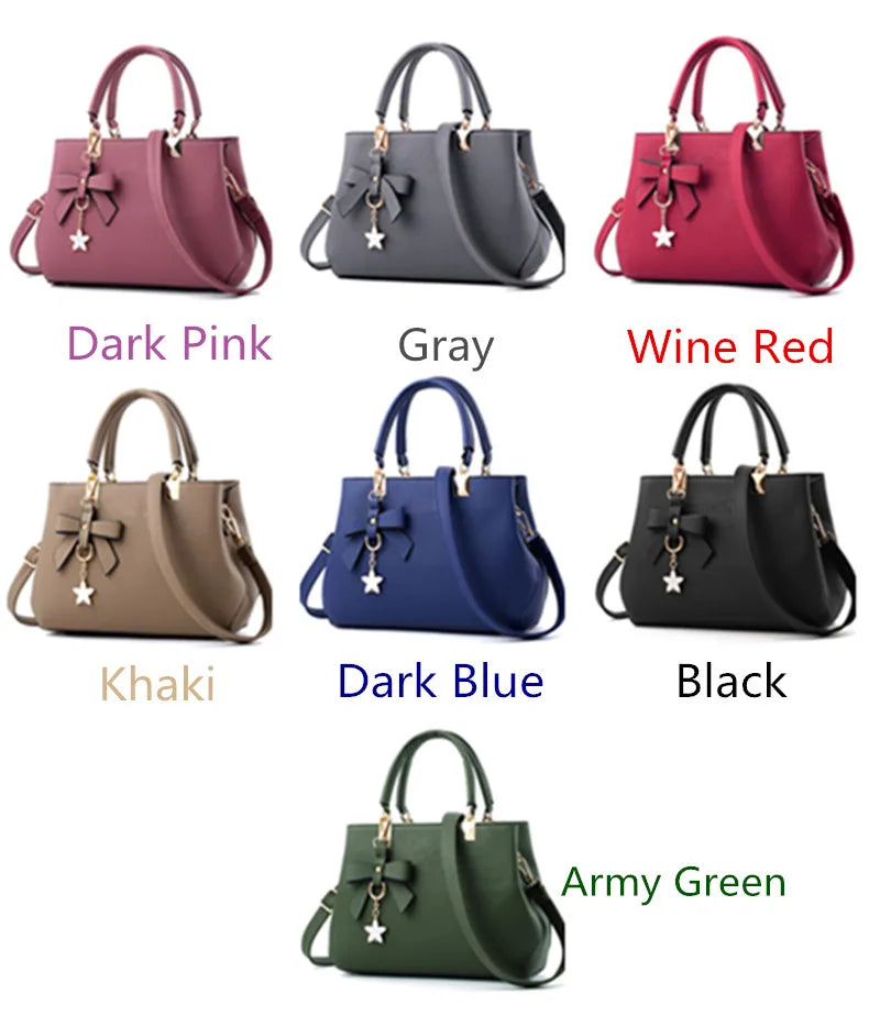 Elegant Women  Bags with flower pendant Office Ladies Totes Pure Handbag for female Crossbody Shoulder Bags