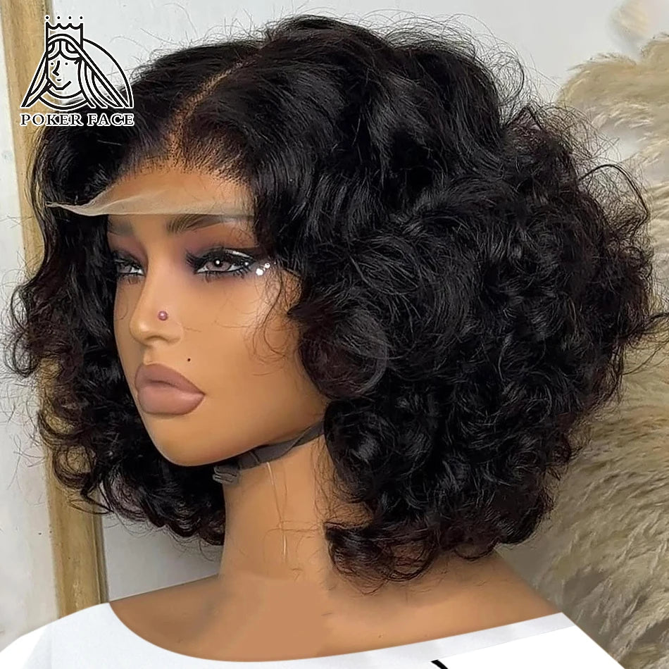 Brazilian Body Wave Short Bob 13x4 13x6 HD Transparent Lace Front Human Hair Wigs 5x5 high density  Lace Frontal