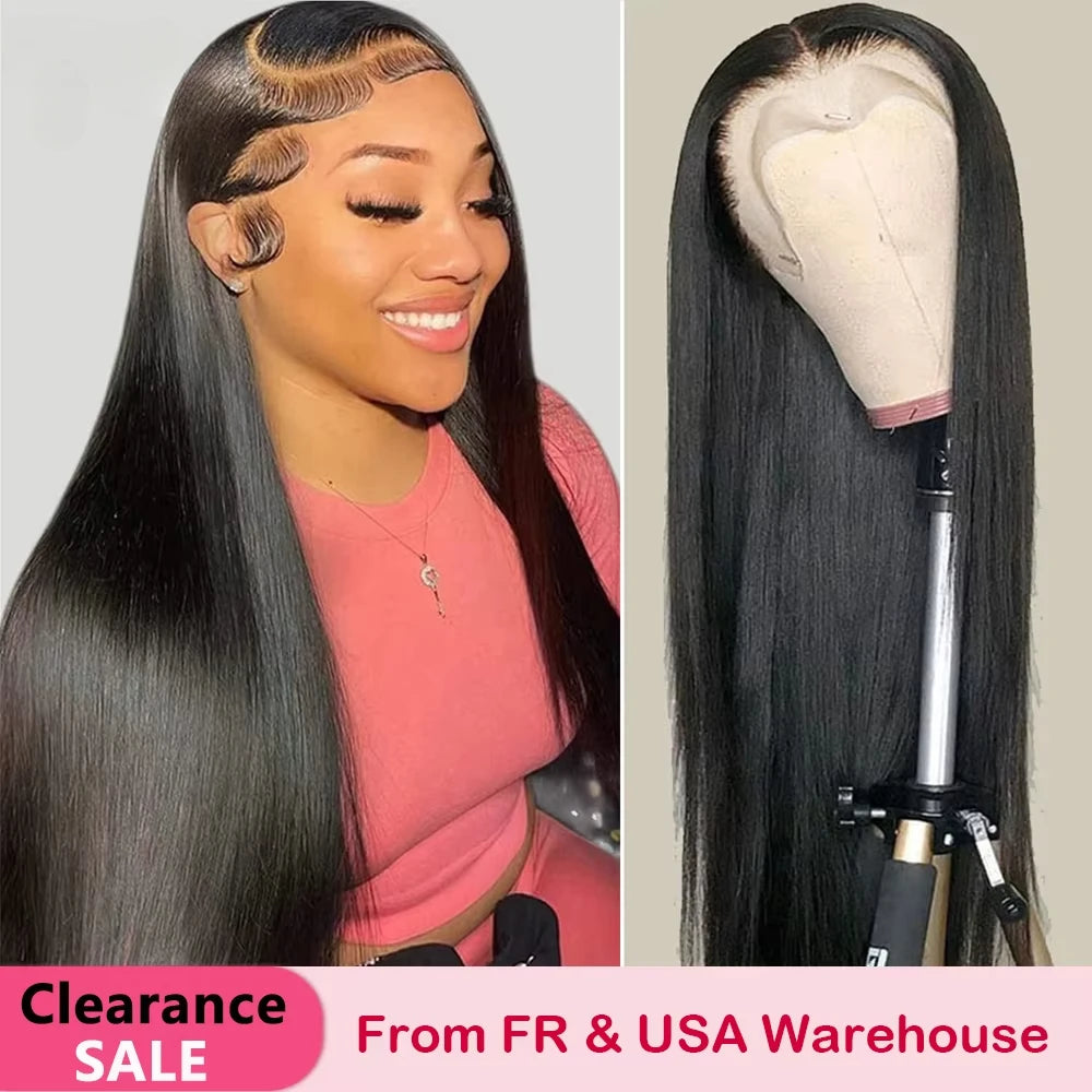 28-30 Inch Straight Lace Front Wig -220% Density Human Hair,  13x4 & 5x5 HD Lace Closure