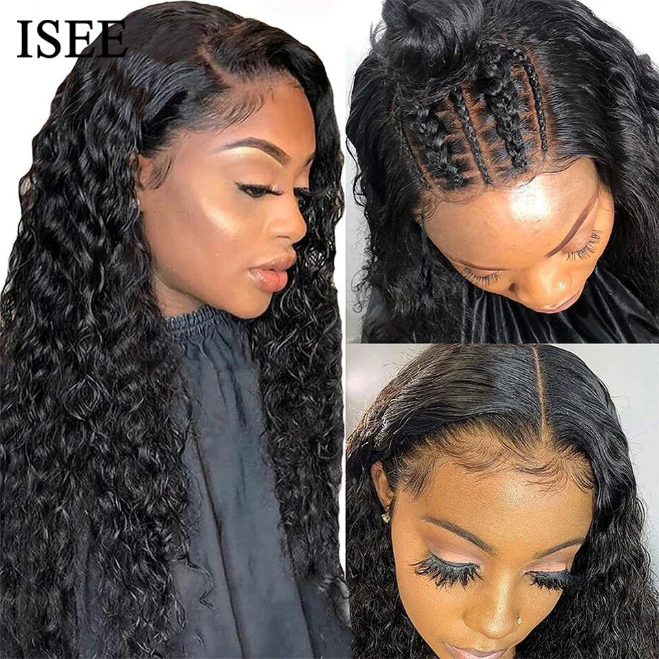 Wig Brazilian Deep Wave Glueless Lace Wigs 4x4 HD Glueless Pre Plucked Human Wigs Ready To Go