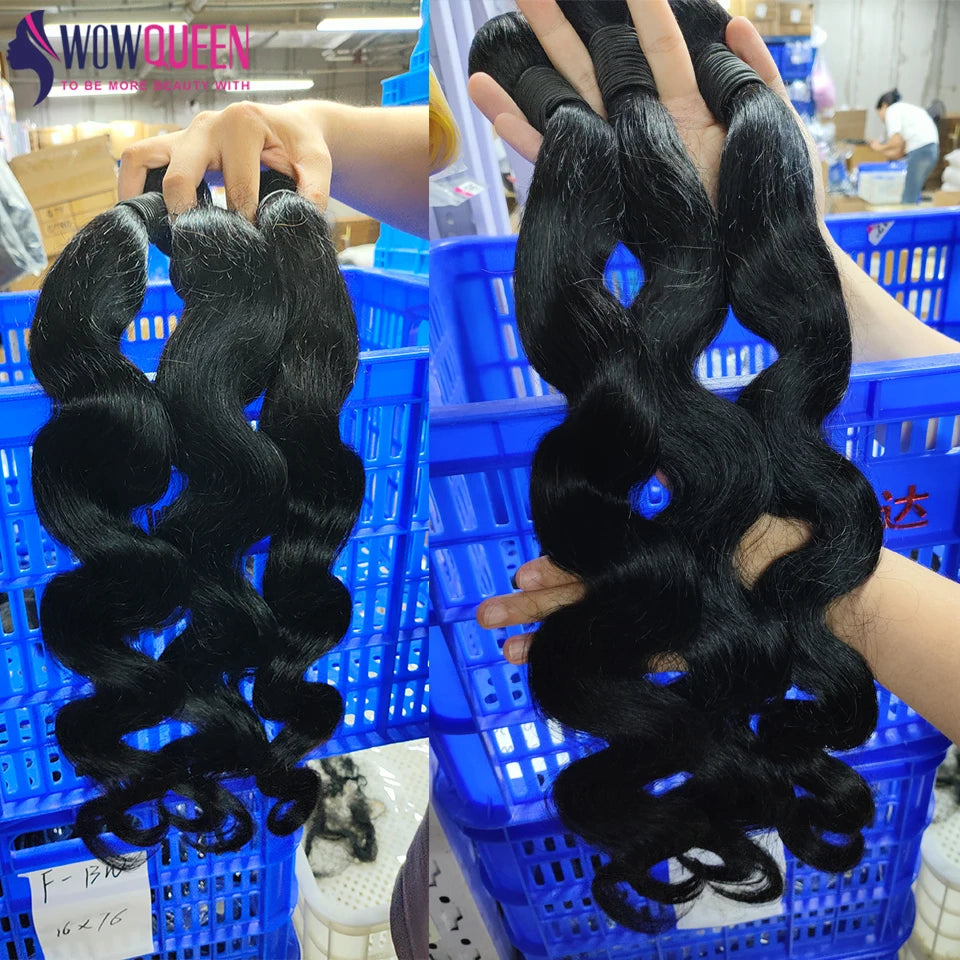 Body Wave Bundles With Closure 2x6 Brazilian Hair Weave 3/4 Bundles With Closure Natural Bundles With Lace Human Hair