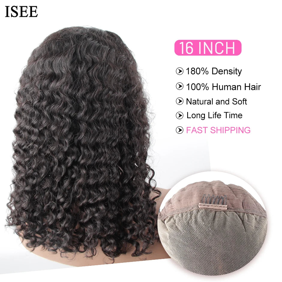 Hair Brazilian Deep Curly Lace Frontal Wig for Women 4X4 Lace Closure Bob Style Eye Catching