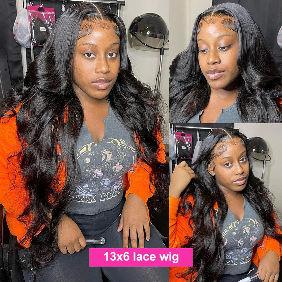 Human Hair Body Wave HD Transparent Lace Frontal Wigs 30 40Inch Loose Wave Lace Front Wig Brazilian Hair