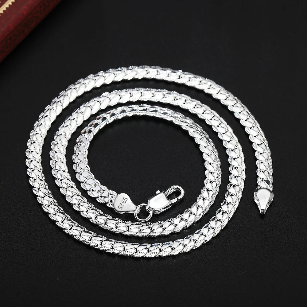 Fashionable 18K Gold/Silver Color 6mm Full Sideways Necklace for Women Men with 8/18/20/24 Inch Chain Perfect for Wedding Engagement Jewelry