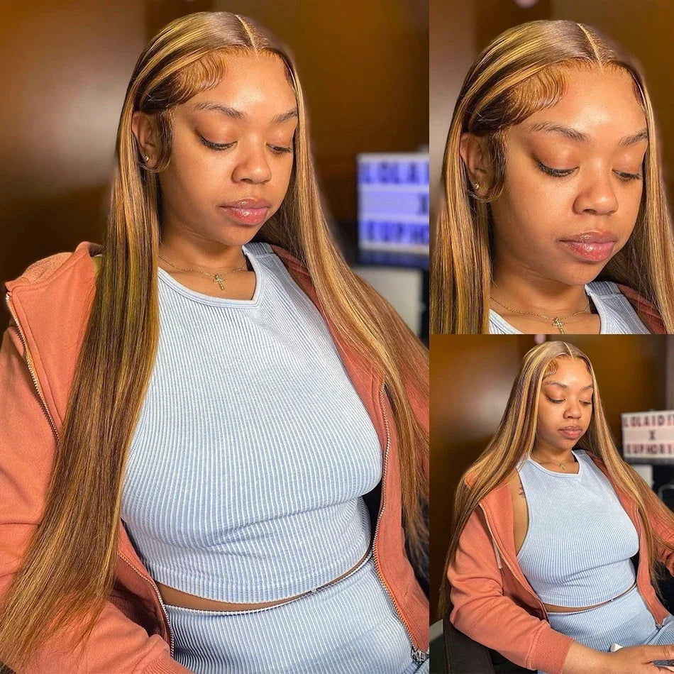 Highlight Human Hair Wig  24/27- Glueless 13x6 Straight Lace Front with HD 6x4 Closure