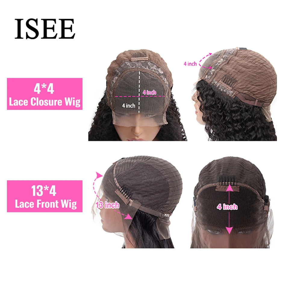 Hair Brazilian Deep Curly Lace Frontal Wig for Women 4X4 Lace Closure Bob Style Eye Catching