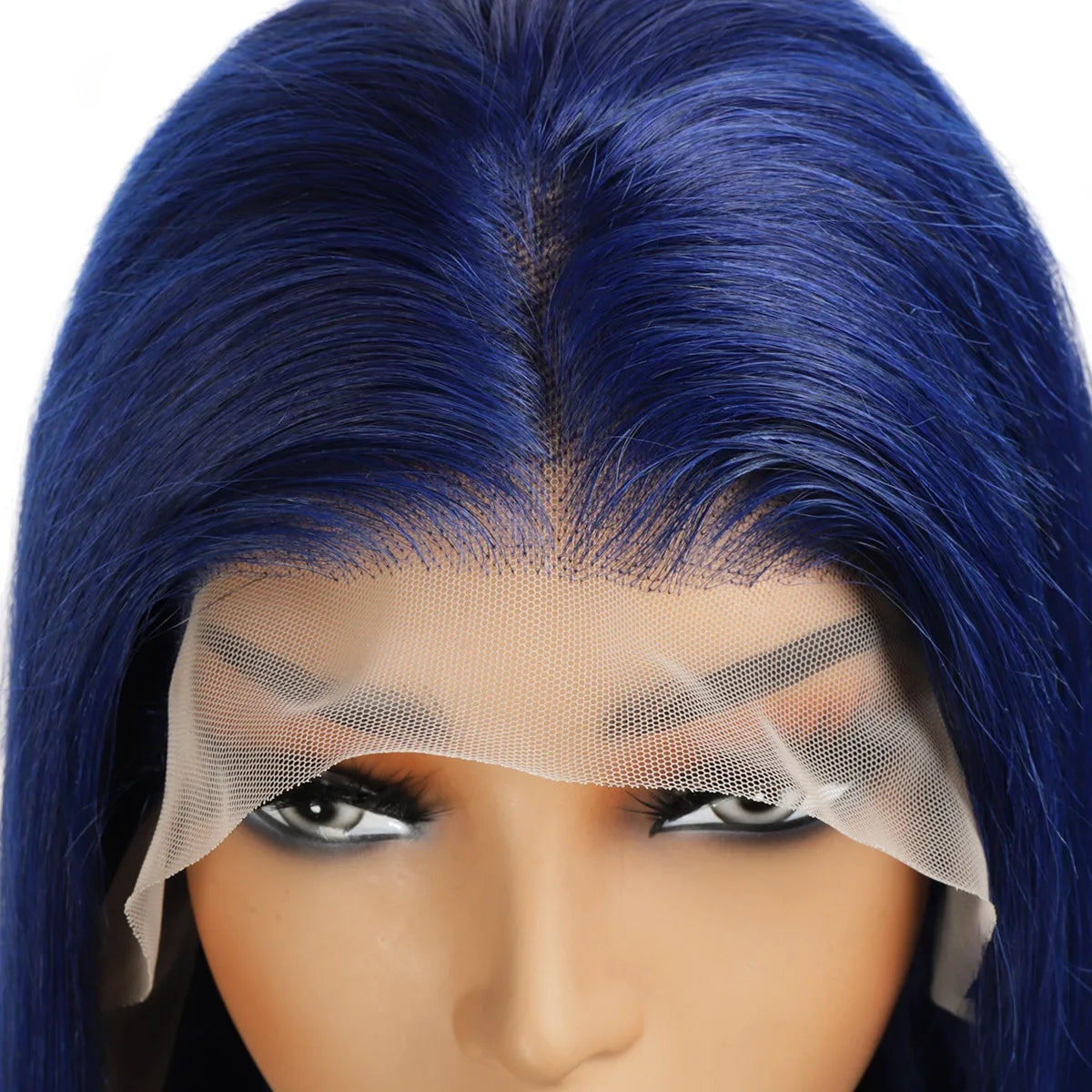 Dark Blue Lace Front Human Hair Wigs Preplucked Brazilian Bone Straight 13x4 Wig Bleached Knots Remy