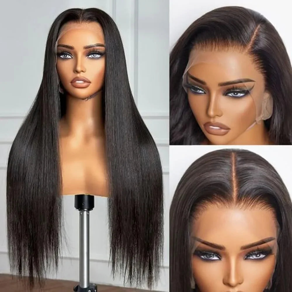 28-30 Inch Straight Lace Front Wig -220% Density Human Hair,  13x4 & 5x5 HD Lace Closure