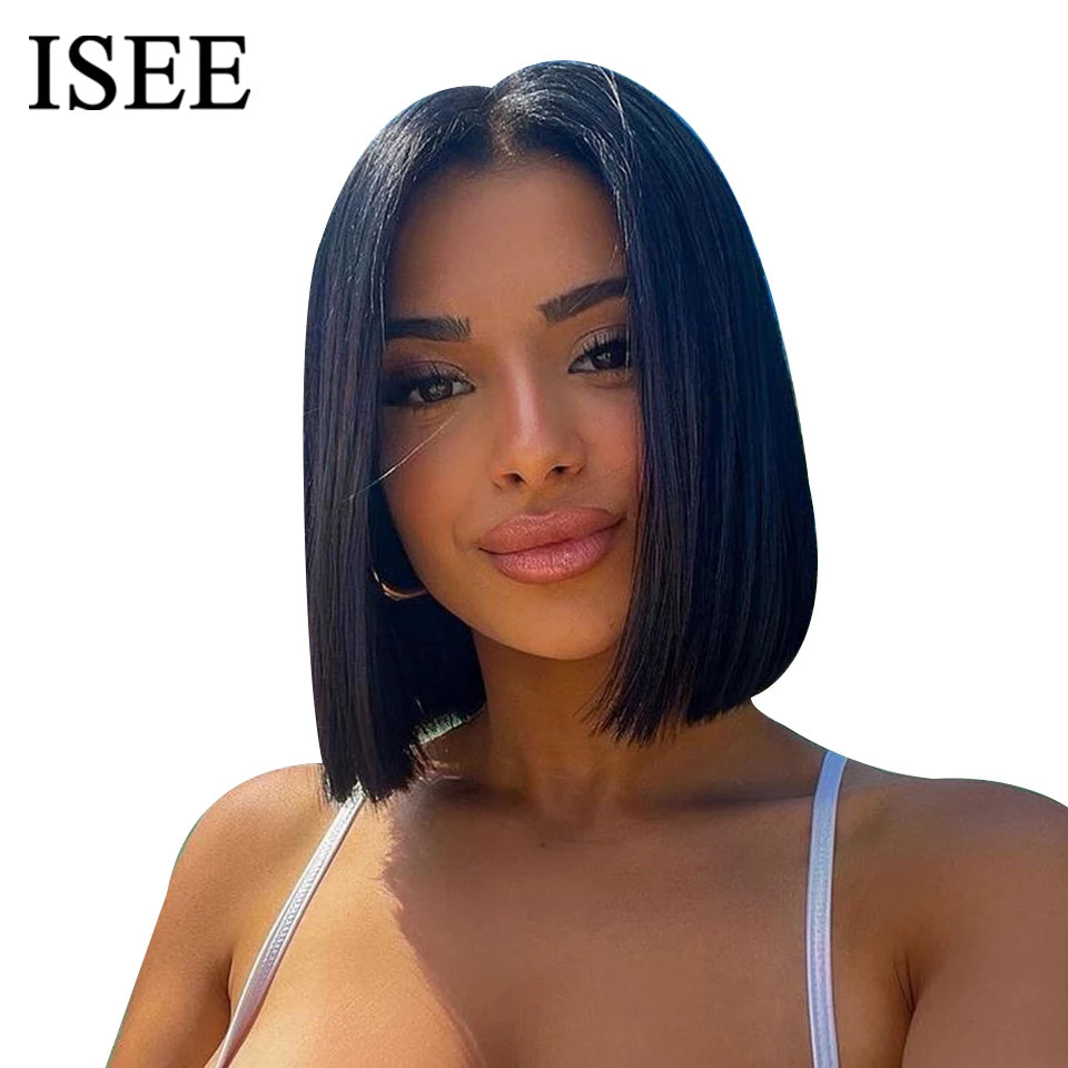 Glueless V Part Wig 180%% Density Brazilian Straight Human Hair Wigs for Women Eye Catching Short Length Full Machine Wig