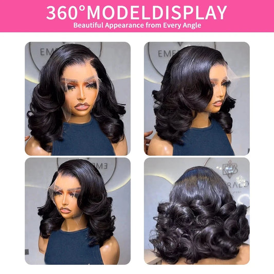 Brazilian Body Wave Short Bob 13x4 13x6 HD Transparent Lace Front Human Hair Wigs 5x5 high density  Lace Frontal