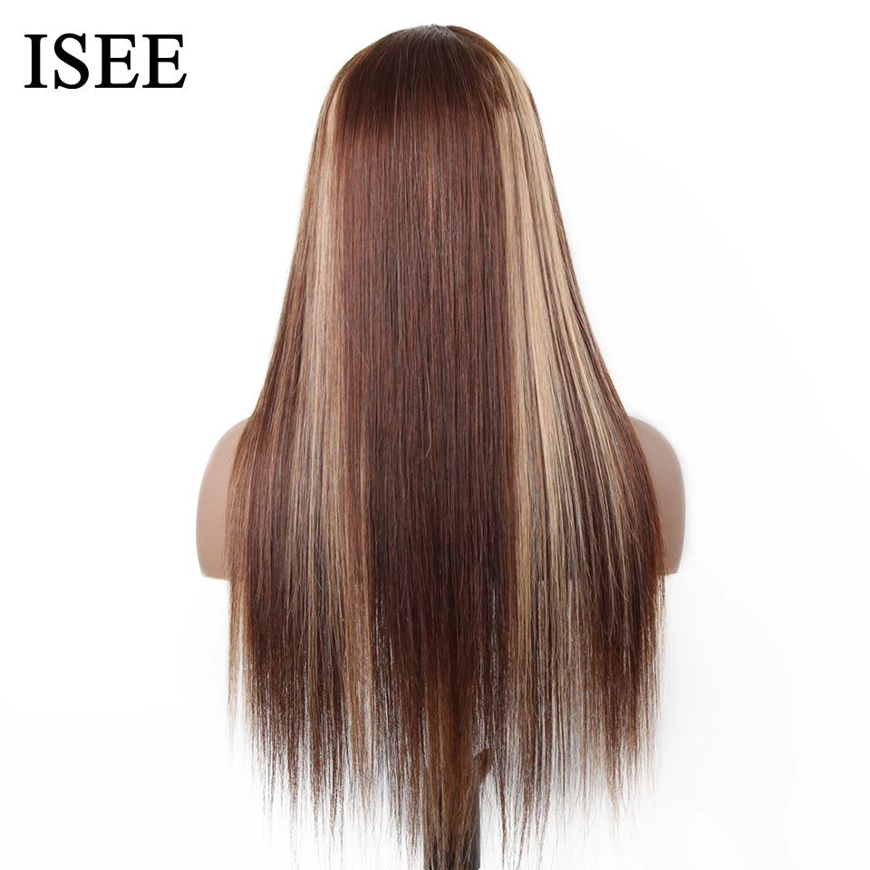 HAIR Wig Highlight Straight 13x4 Lace Front Human Hair Wigs 4X4 Lace Closure Wig 4/27 Ombre Peruvian Straight Lace