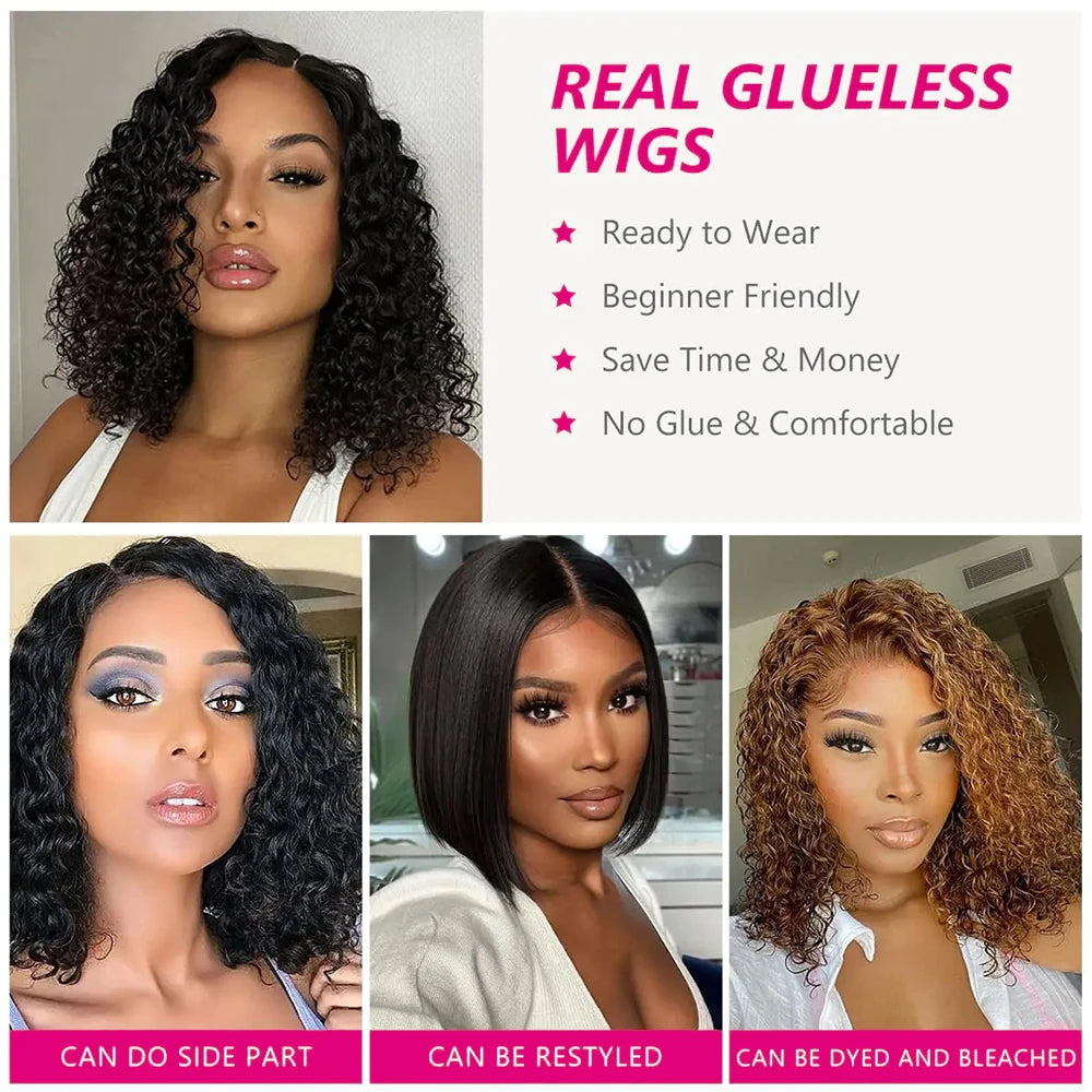 Human Hair Wig 6x4 Glueless Wig Human Hair Ready To Wear Deep Wave Wig Preplucked