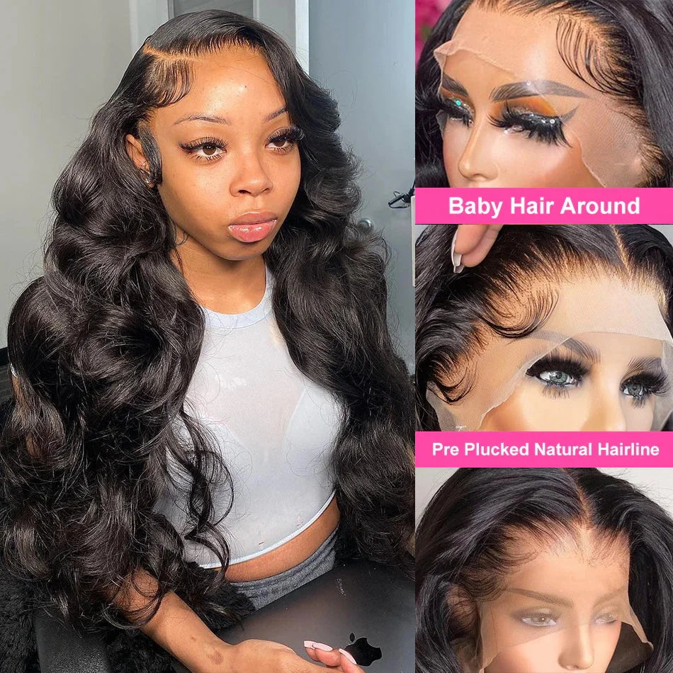 Human Hair Body Wave HD Transparent Lace Frontal Wigs 30 40Inch Loose Wave Lace Front Wig Brazilian Hair