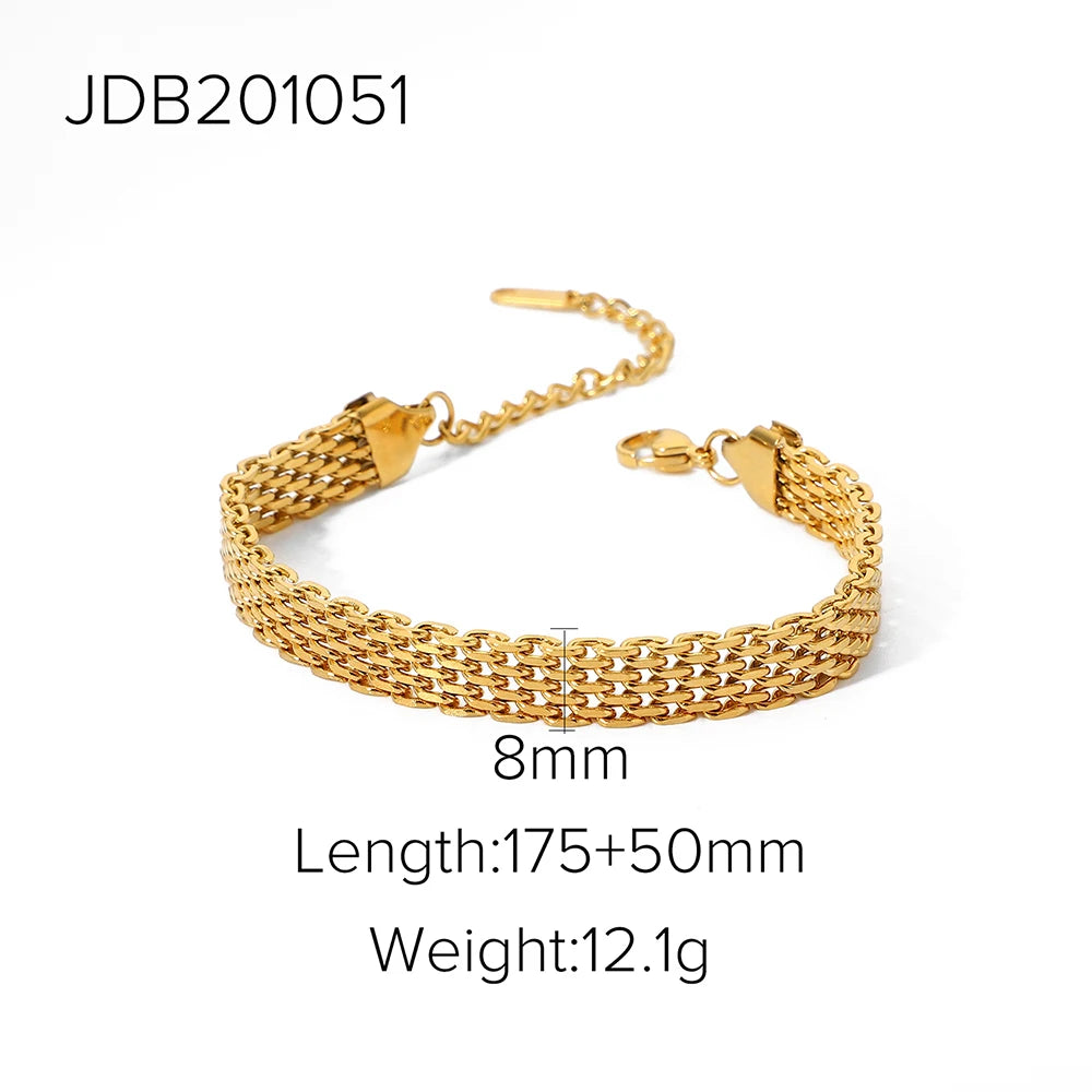 Uworld Fashion Link Chain Stainless Steel Bangle Bracelet for Women Exquisite Golden Metal Texture Jewelry Girl Beach Gift Man