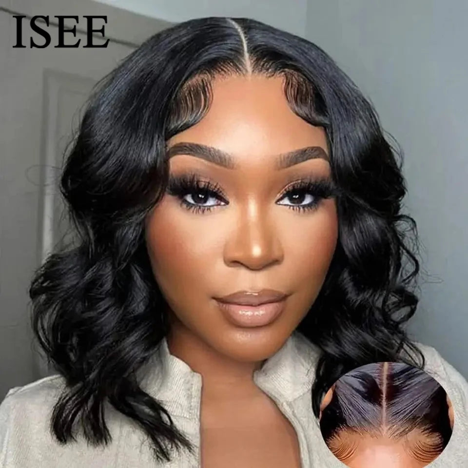 Hair Glueless HD Short Bob Wig 6X4 Body Wave Wig Lace Front Wigs Human Hair Transparent Lace Closure Wig