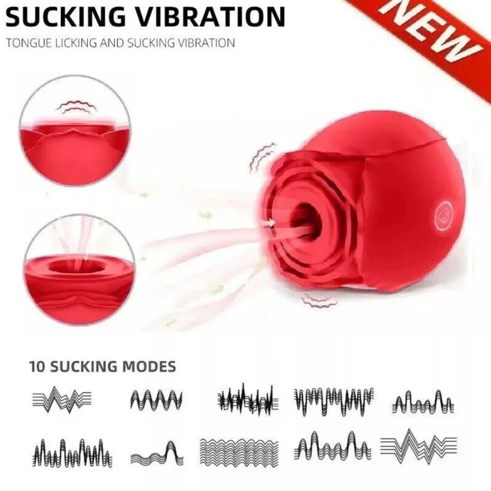 10 Speed Rose Suker Vibrator G-spot Dildo Clitoris Stimulating Sucking Female Sex Toy USB Rechargeable Rose-shaped