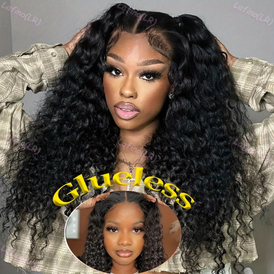 Human Hair Ready To Wear Water Wave Lace Front Wig 4x4 5x5 Lace Closure Black Wig Curly HD Lace Frontal Human Hair