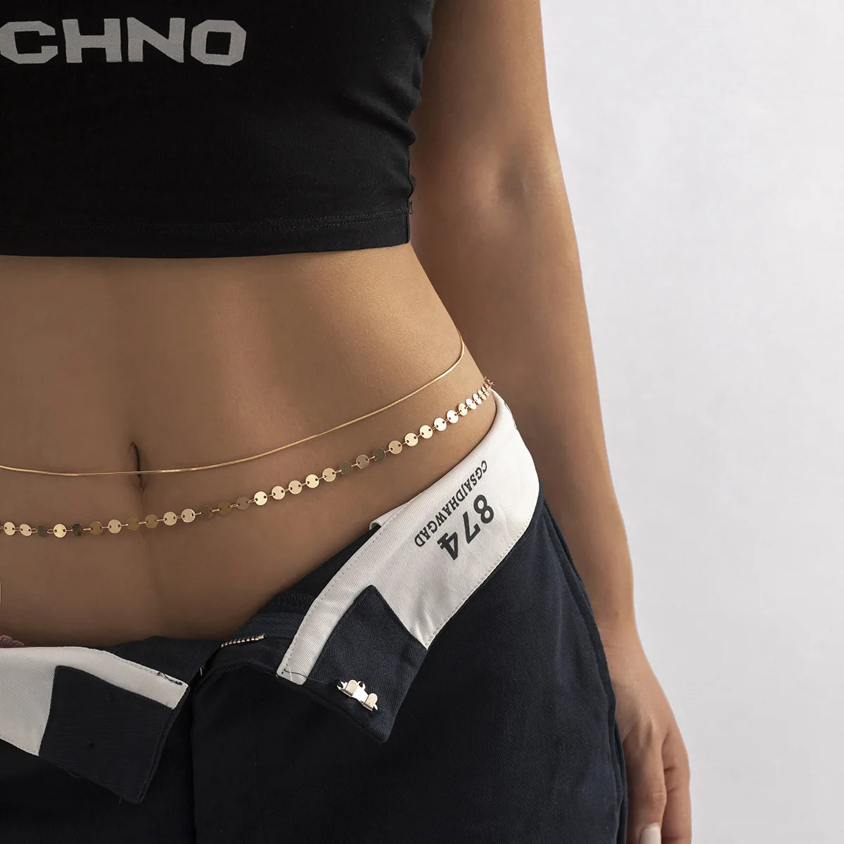 Hip Hop Fashion Metal Double Layer Chain Sexy Pants Chain Body Chain Imitation Crystal Fashion Sexy Adjustable Waist Chain 2023