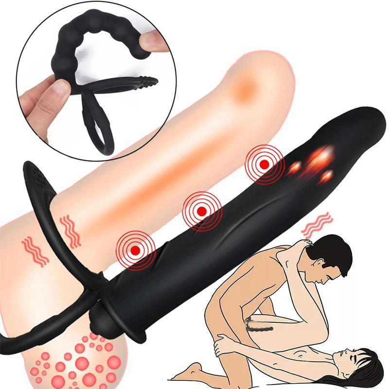 Double Penetration Anal Plug Dildo Butt Plug Vibrator For Men Strap On Penis Massage Vagina Plugs Adult Sex