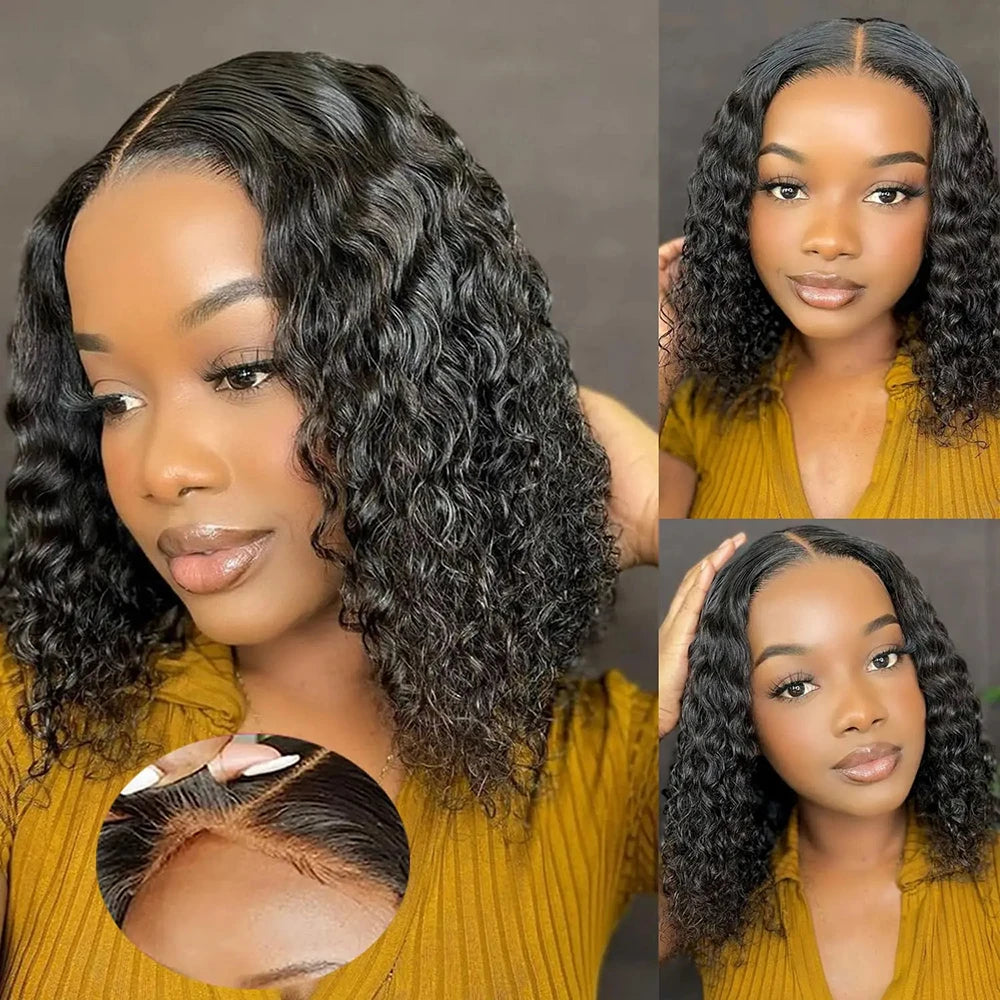 Human Hair Wig 6x4 Glueless Wig Human Hair Ready To Wear Deep Wave Wig Preplucked