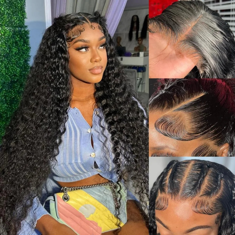 Human Hair Ready To Wear Water Wave Lace Front Wig 4x4 5x5 Lace Closure Black Wig Curly HD Lace Frontal Human Hair