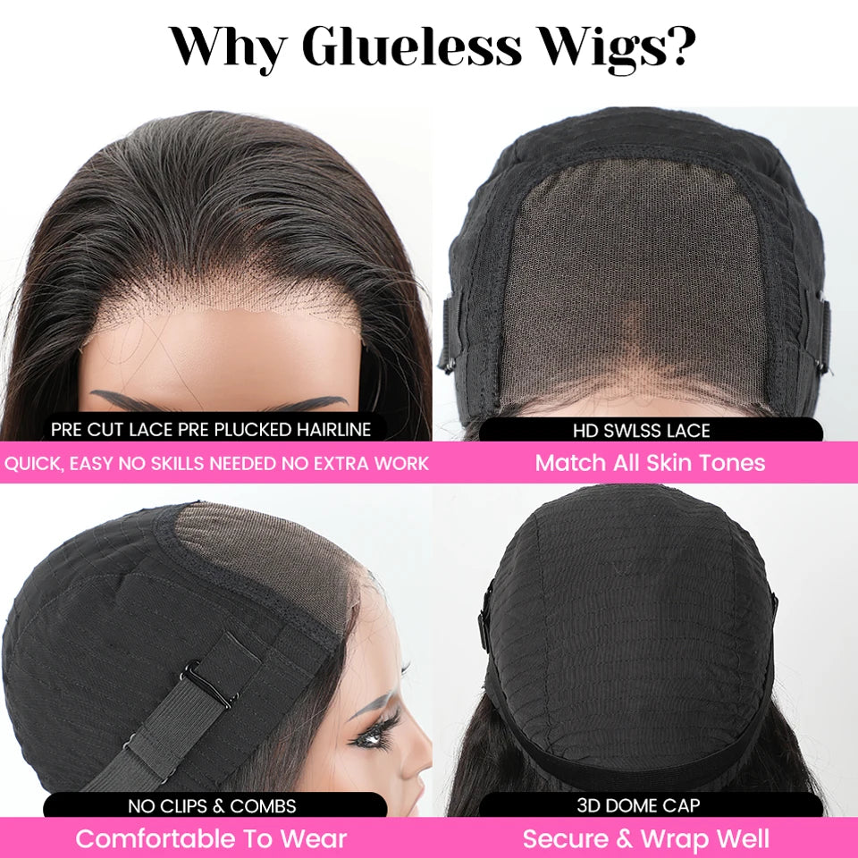 Wig Brazilian Deep Wave Glueless Lace Wigs 4x4 HD Glueless Pre Plucked Human Wigs Ready To Go