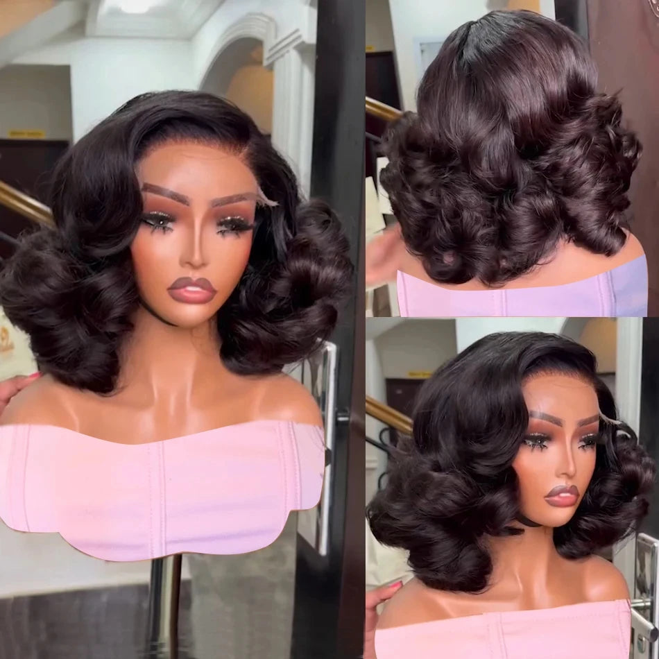 Brazilian Body Wave Short Bob 13x4 13x6 HD Transparent Lace Front Human Hair Wigs 5x5 high density  Lace Frontal