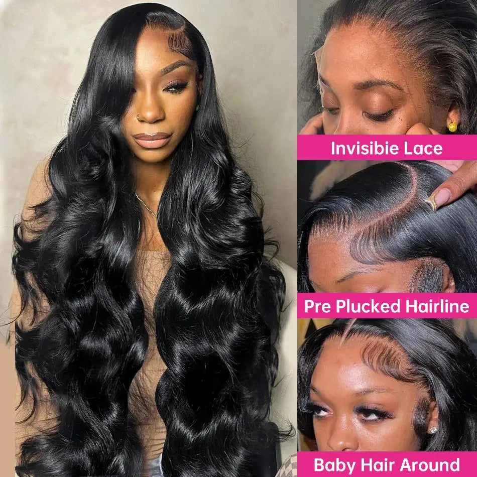 Human Hair Body Wave HD Transparent Lace Frontal Wigs 30 40Inch Loose Wave Lace Front Wig Brazilian Hair