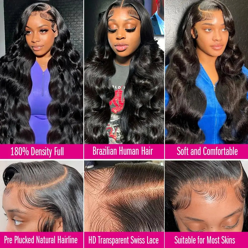 Human Hair Body Wave HD Transparent Lace Frontal Wigs 30 40Inch Loose Wave Lace Front Wig Brazilian Hair