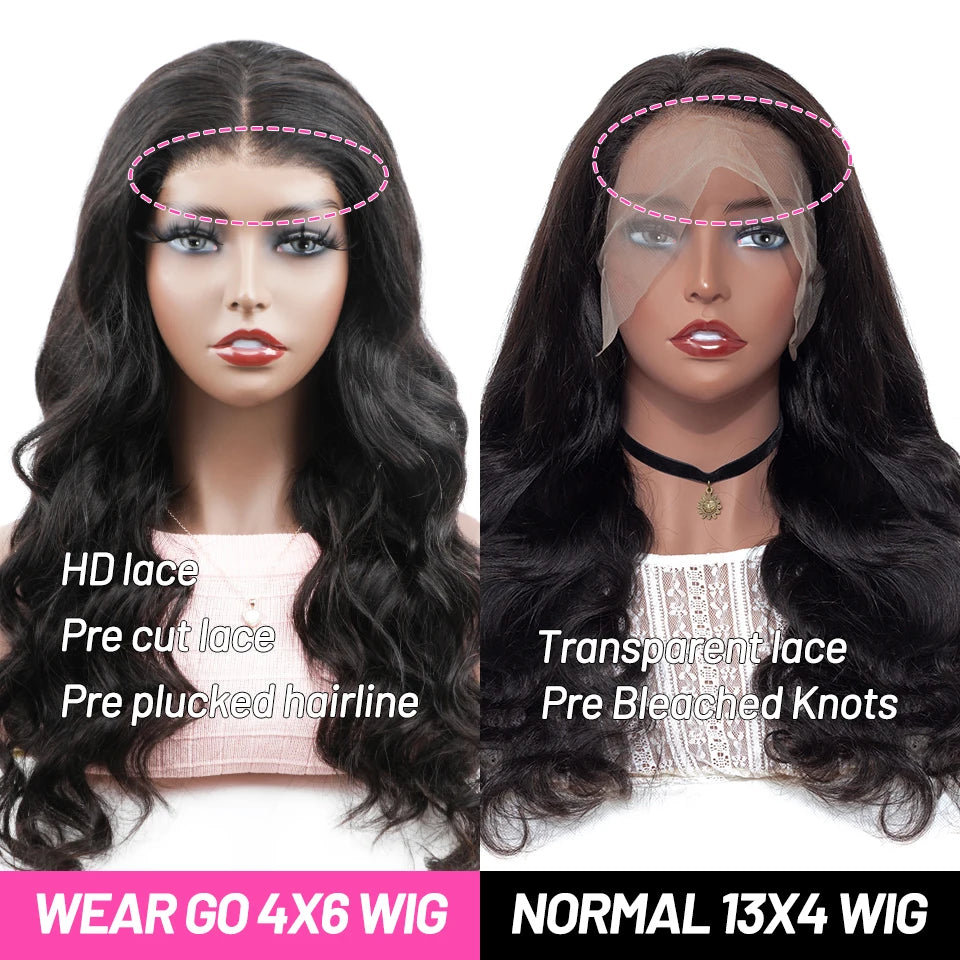 Wear Go Glueless Wig ISEE Peruvian Body Wave Pre Bleached Knots 13x4 Lace Wig 6x4 HD Wig For Women Human Hair Wigs Ready To Wear