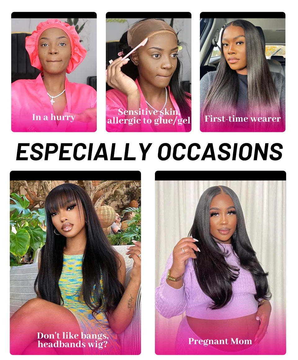 Wig Hair Brazilian Kinky Straight 13x4 HD Lace Front Glueless Wig Hman Hair Ready To Wear Yaki Straight 6x4