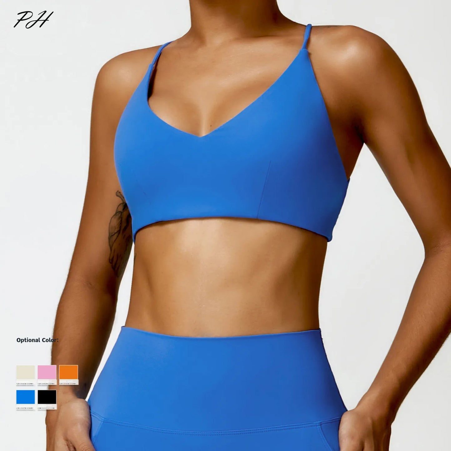 Blue Gym Yoga Set for Women Nude Sports Bra and Leggings Soft Elastic Backless Running Sport Set for Fitness