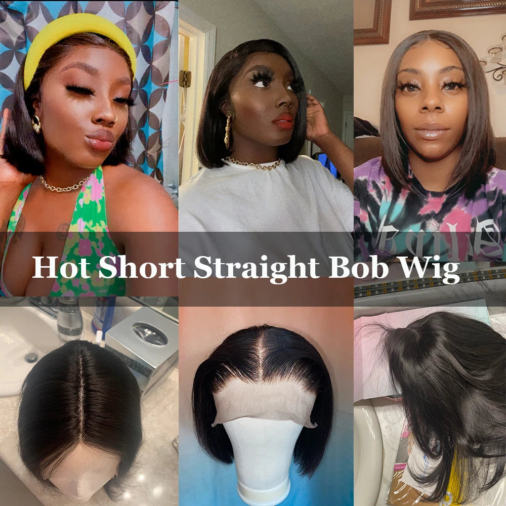 Human Hair Straight Lace Front Wigs Human Hair Short Bob Human Hair Wigs Black Lace Front Wig Human Hair Wigs 100%Human