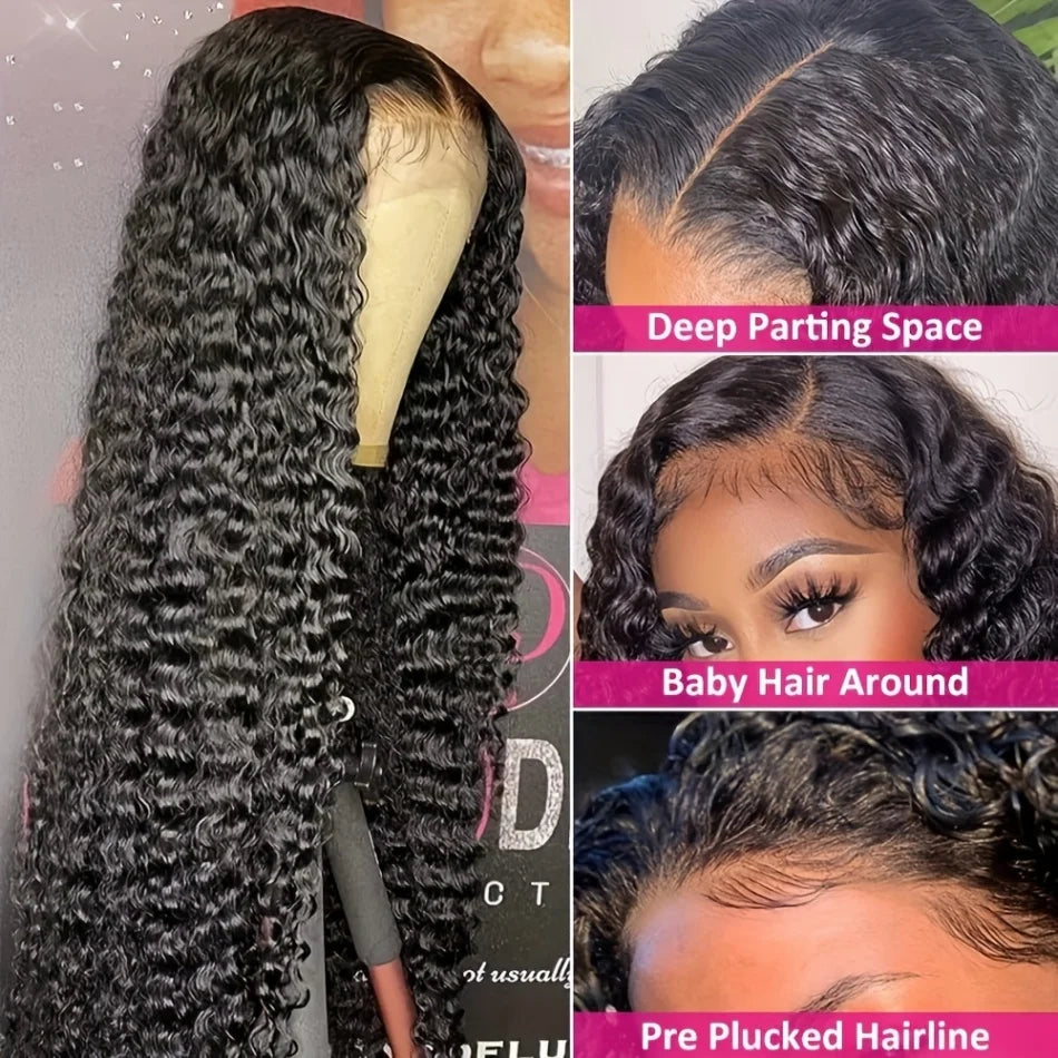 Human Hair Ready To Wear Water Wave Lace Front Wig 4x4 5x5 Lace Closure Black Wig Curly HD Lace Frontal Human Hair