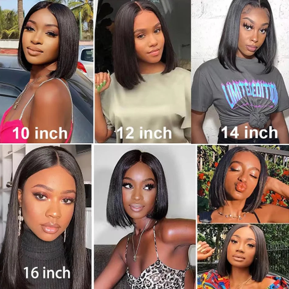 Glueless Bob Wig Bone Straight Lace Frontal Wig 180% Raw Human Hair Wigs for Black Women PrePlucked HD Transparent