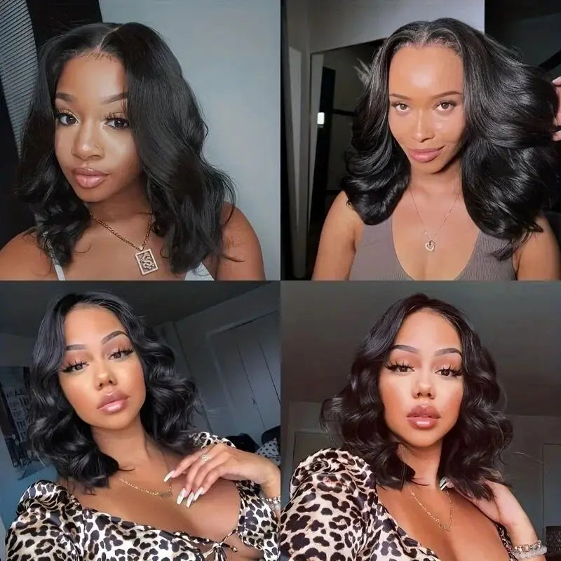 Hair Body Wave Lace Front Wig Pre Bleached Knots Glueless Wigs Wear And Go Short Bob Human Hair Wigs Closure