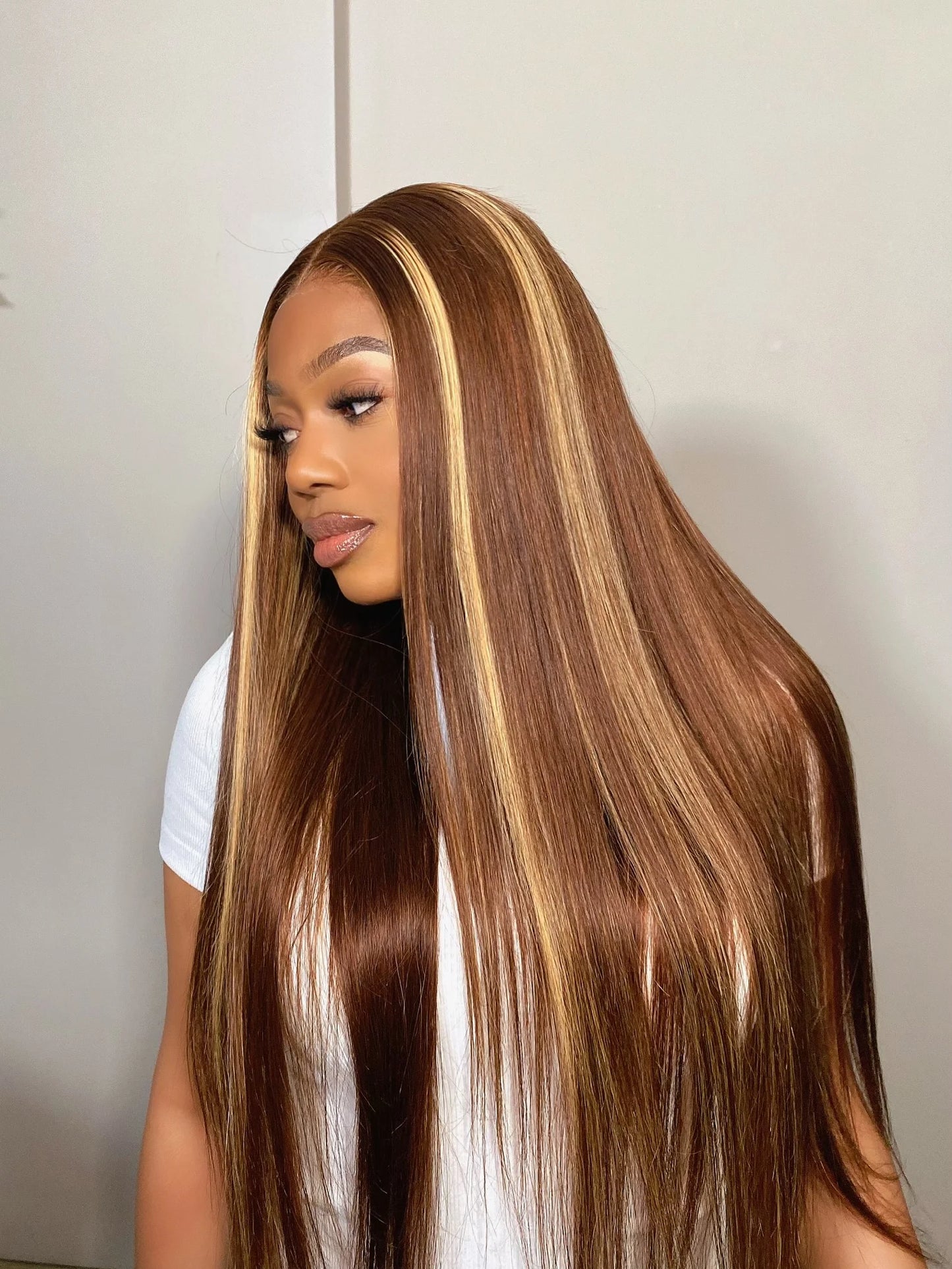 Highlight Human Hair Wig  24/27- Glueless 13x6 Straight Lace Front with HD 6x4 Closure