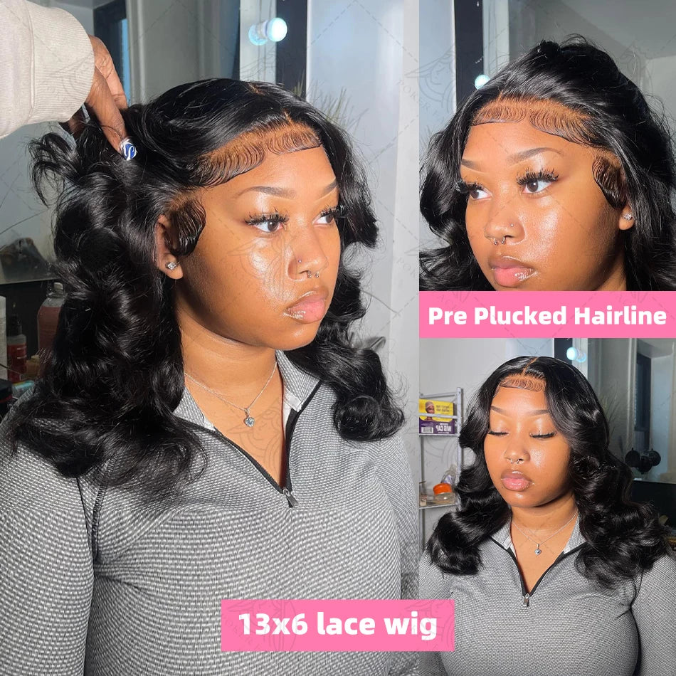 Brazilian Body Wave Short Bob 13x4 13x6 HD Transparent Lace Front Human Hair Wigs 5x5 high density  Lace Frontal