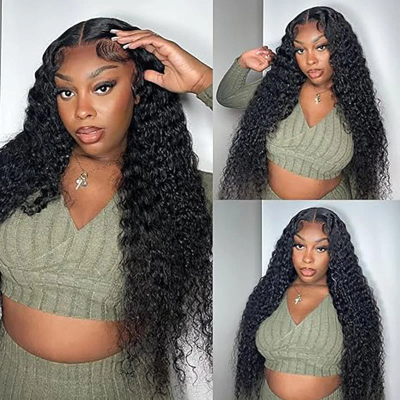 Hair 6X4 HD Water Wave Lace Frontal Wig Pre Bleached Knots Curly Wig Wear And Go Glueless Human Hair Wig Pre Cut PrePlucked