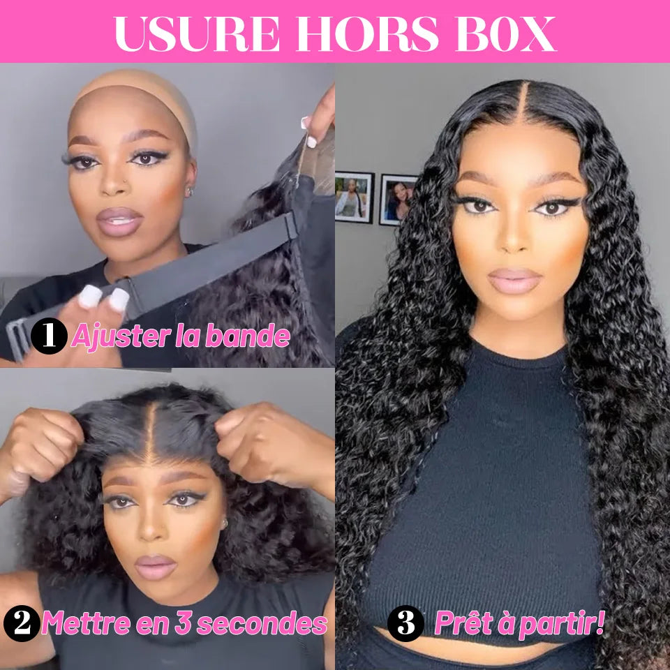 Wig Brazilian Deep Wave Glueless Lace Wigs 4x4 HD Glueless Pre Plucked Human Wigs Ready To Go