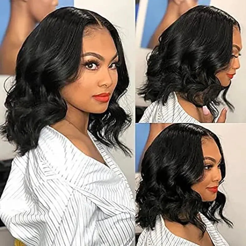 Hair Body Wave Lace Front Wig Pre Bleached Knots Glueless Wigs Wear And Go Short Bob Human Hair Wigs Closure