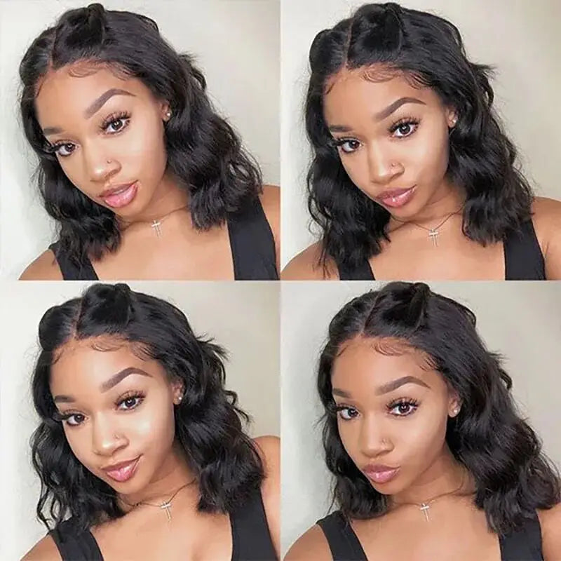 Hair Body Wave Lace Front Wig Pre Bleached Knots Glueless Wigs Wear And Go Short Bob Human Hair Wigs Closure