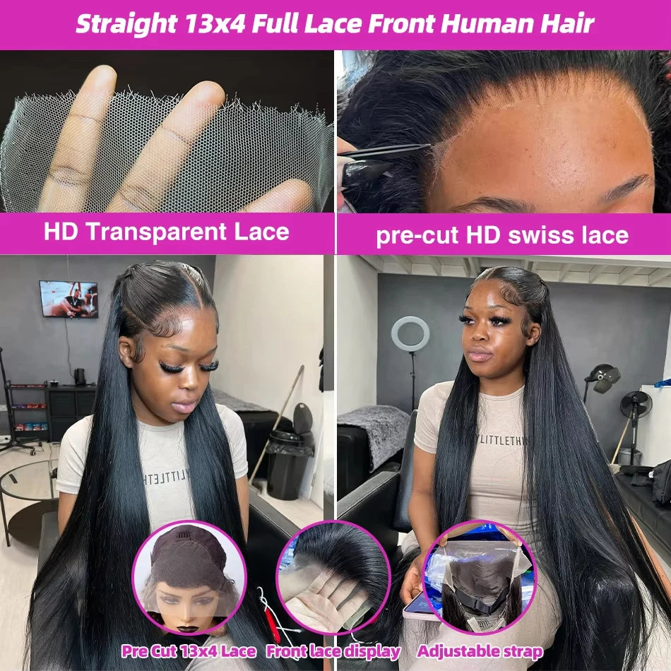 Brazilian Hair Human, Hair 13x4 Lace Front Preplucked Wig 5x5 Glueless Remy