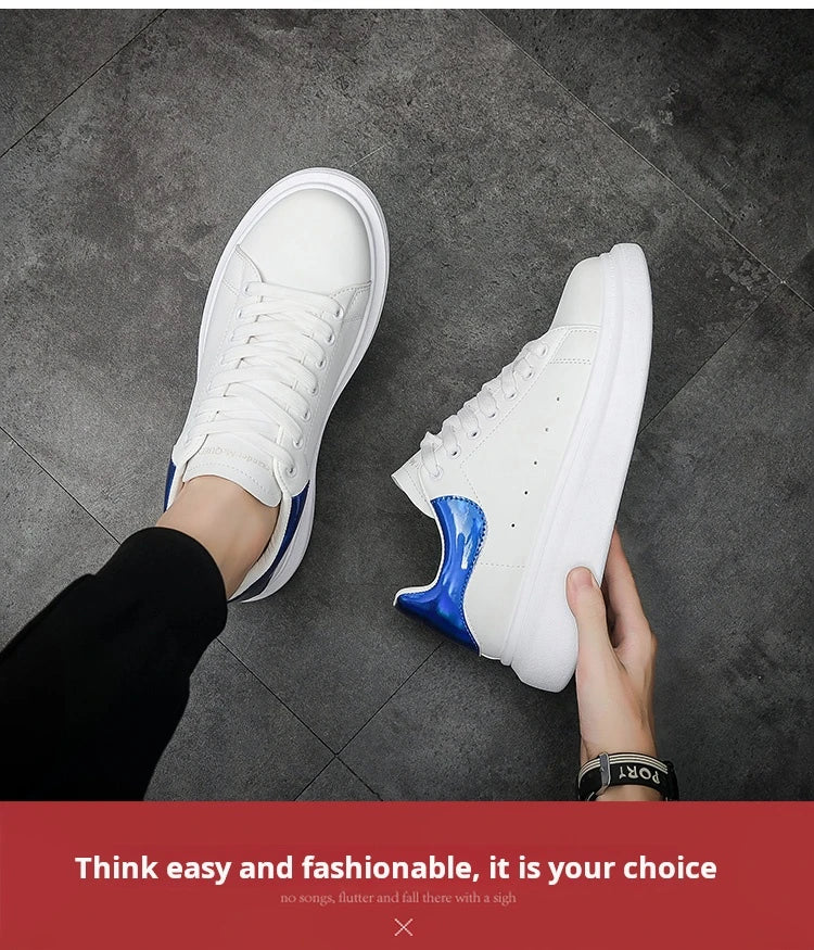 Classic Little White Shoes for Men's Casual Sports Shoes Leather Women Thick Bottom Board Shoes Student Sneaker Skate Shoes