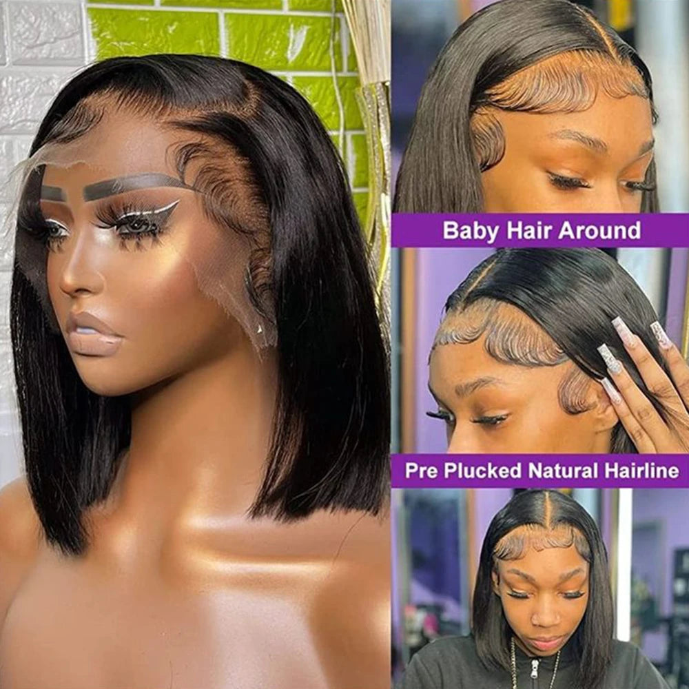 Human Hair Straight Lace Front Wigs Human Hair Short Bob Human Hair Wigs Black Lace Front Wig Human Hair Wigs 100%Human